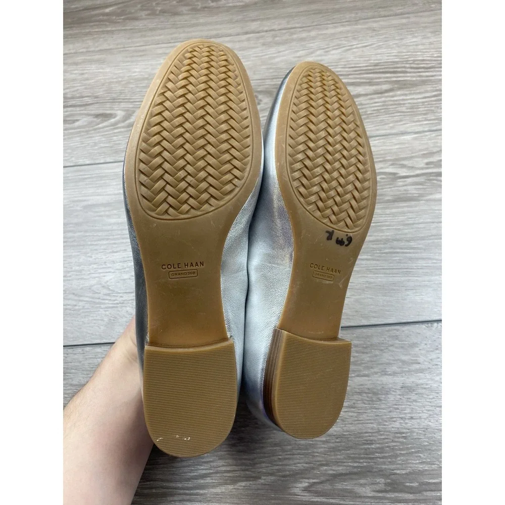 Cole Haan Women's Slip On Metallic Penny Loafers Silver Size 9B - Picture 8 of 9